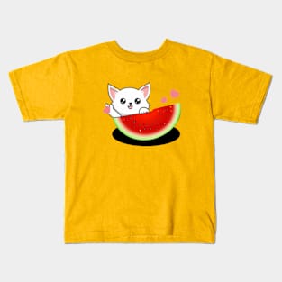 Cat on a Watermelon Kids T-Shirt